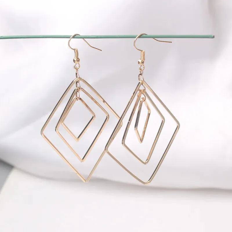Hollow Geometric Drop Earrings | Simple Fashion Metal Earrings | Women's Trendy Jewelry