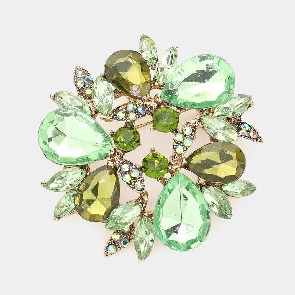 iLLASPARKZ Glass Crystal Teardrop Wreath Pin Brooch
