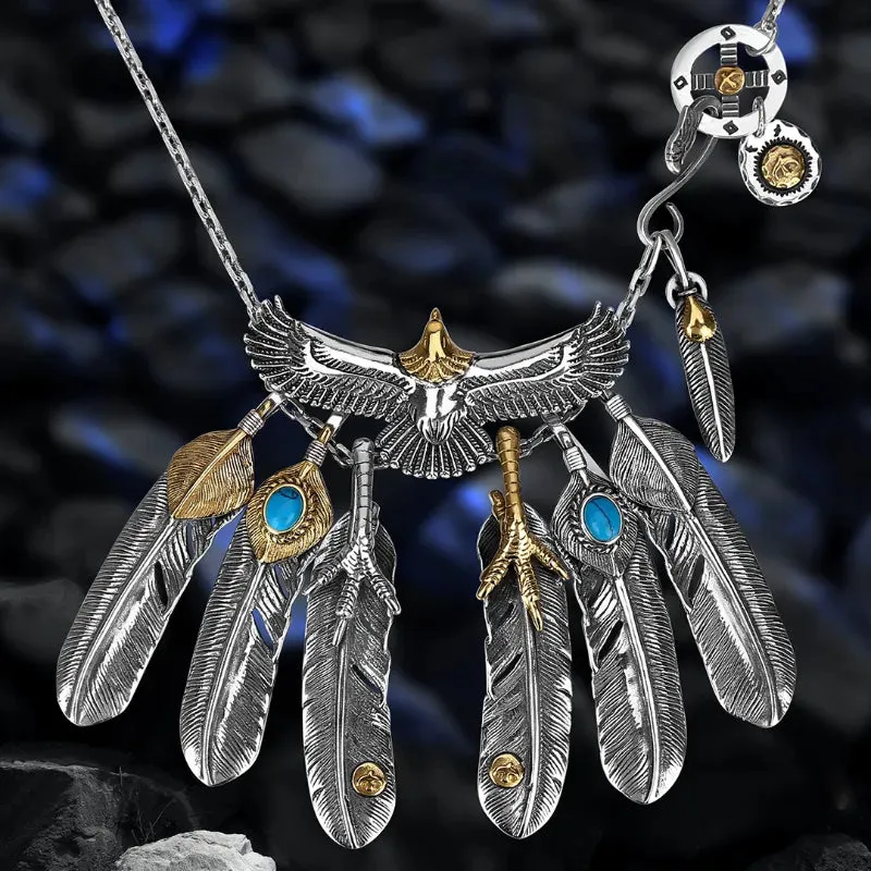 Indian Style Classic Wild Taijiao Chain Flying Eagle Domineering Kaohsiung Feather Retro Trendy Male Car Pendant