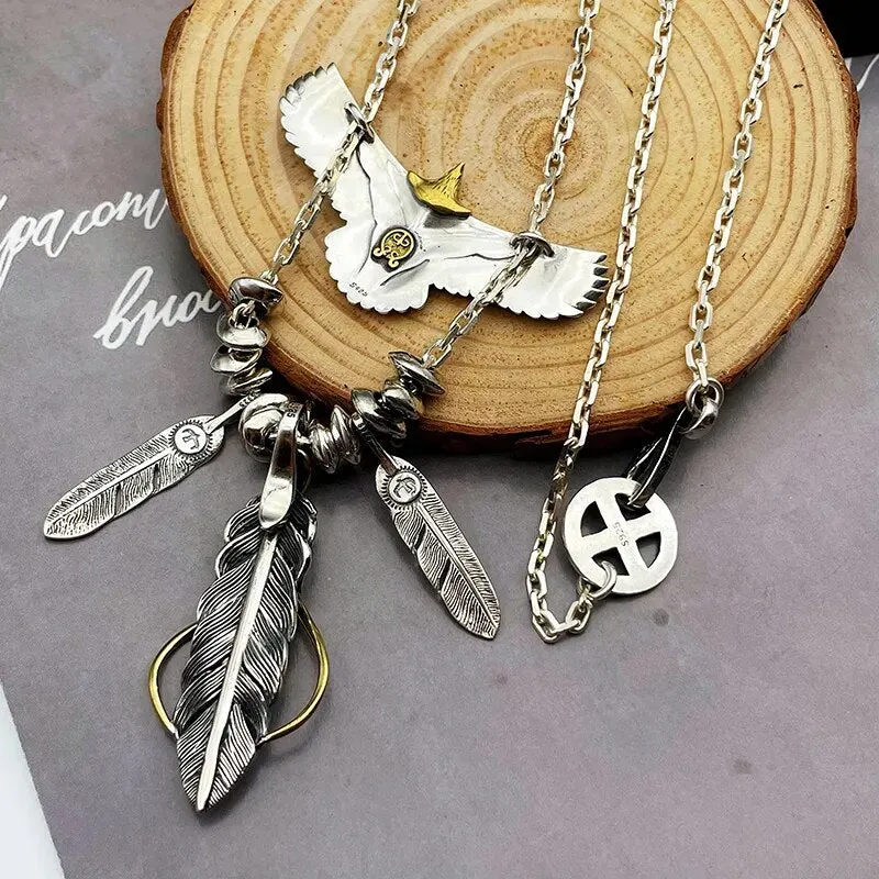 Indian Style Classic Wild Taijiao Chain Flying Eagle Domineering Kaohsiung Feather Retro Trendy Male Car Pendant