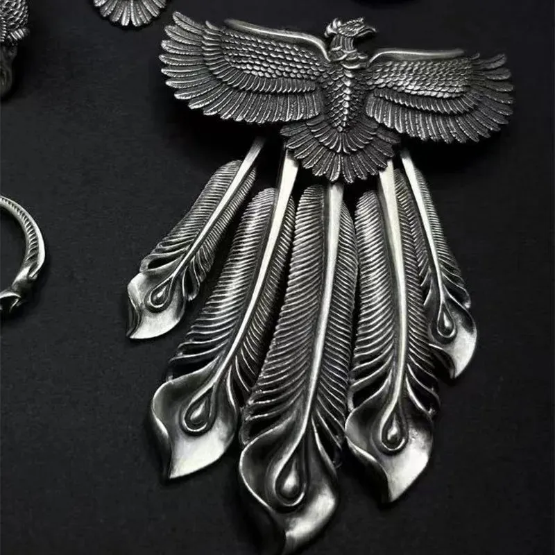 Indian Style Classic Wild Taijiao Chain Flying Eagle Domineering Kaohsiung Feather Retro Trendy Male Car Pendant