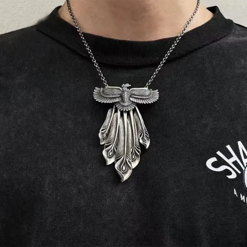 Indian Style Classic Wild Taijiao Chain Flying Eagle Domineering Kaohsiung Feather Retro Trendy Male Car Pendant