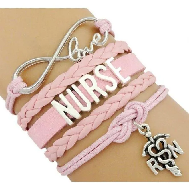 Infinity Love Nursing RN Registered Nurse Leather Wrap Bracelets