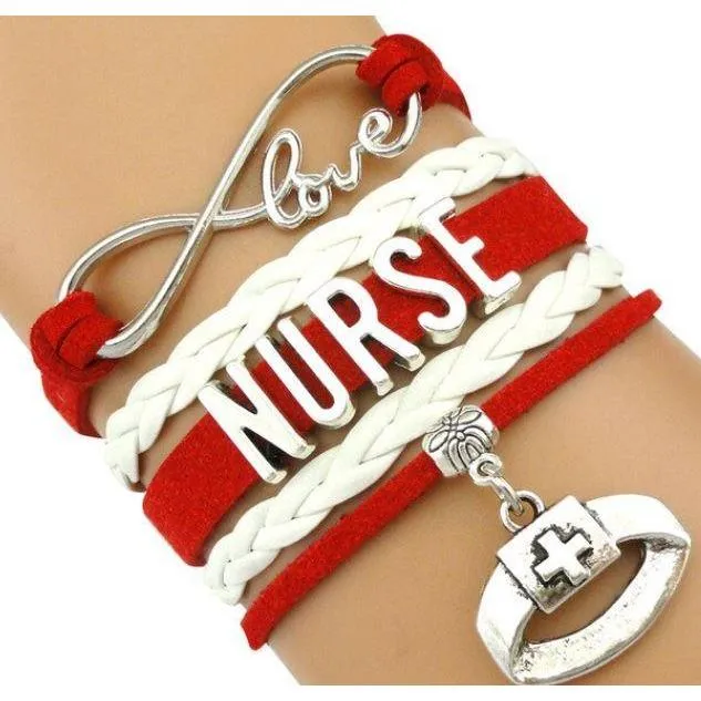Infinity Love Nursing RN Registered Nurse Leather Wrap Bracelets