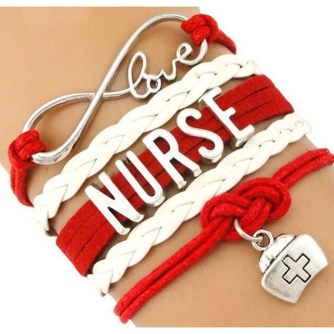 Infinity Love Nursing RN Registered Nurse Leather Wrap Bracelets