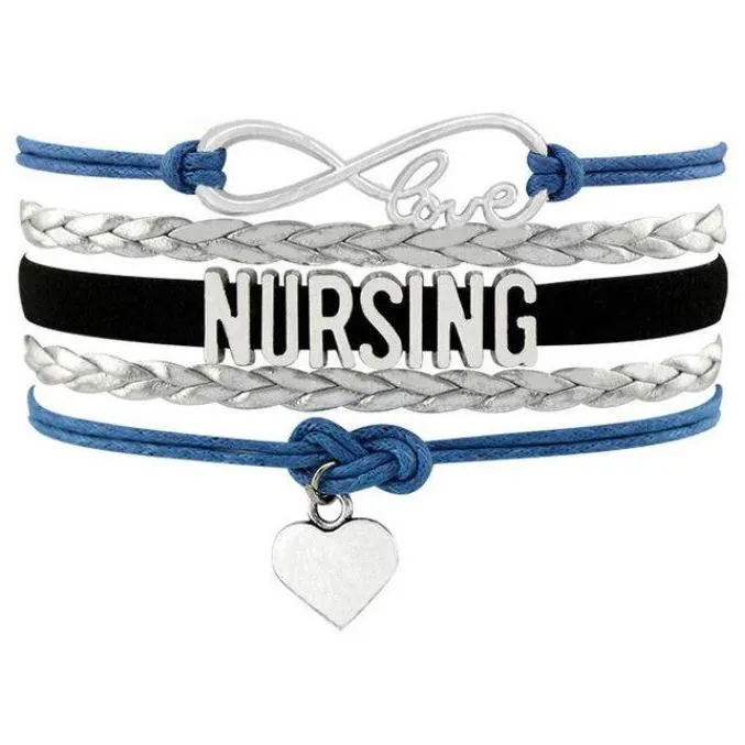 Infinity Love Nursing RN Registered Nurse Leather Wrap Bracelets