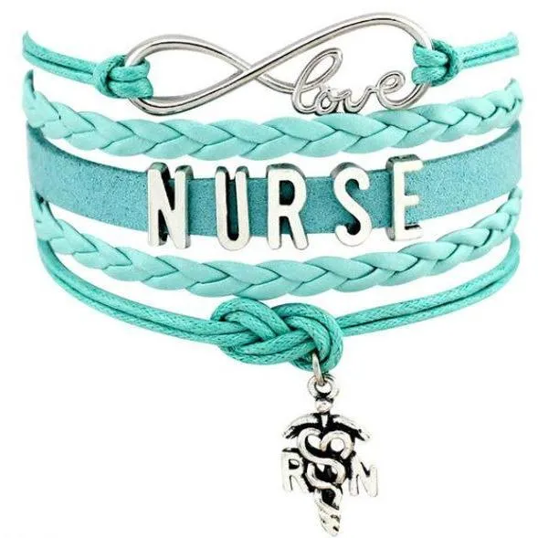 Infinity Love Nursing RN Registered Nurse Leather Wrap Bracelets