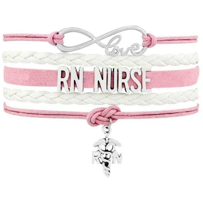 Infinity Love Nursing RN Registered Nurse Leather Wrap Bracelets