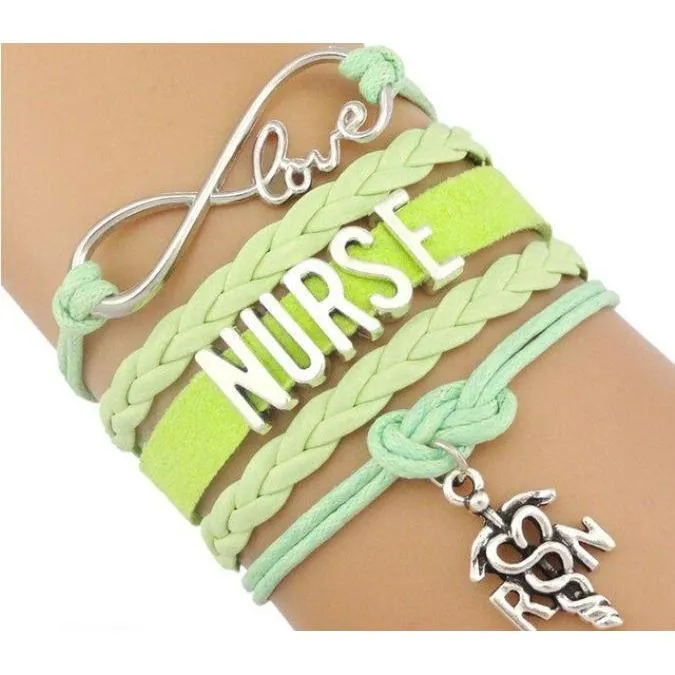 Infinity Love Nursing RN Registered Nurse Leather Wrap Bracelets