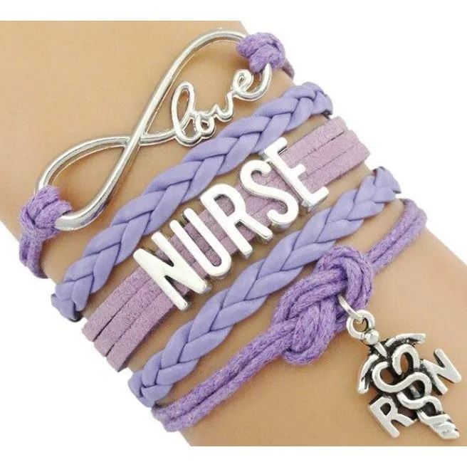 Infinity Love Nursing RN Registered Nurse Leather Wrap Bracelets