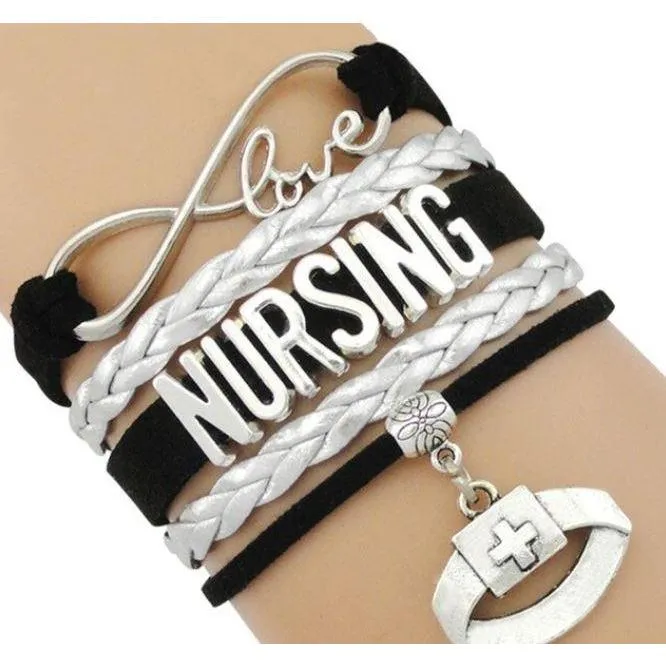 Infinity Love Nursing RN Registered Nurse Leather Wrap Bracelets