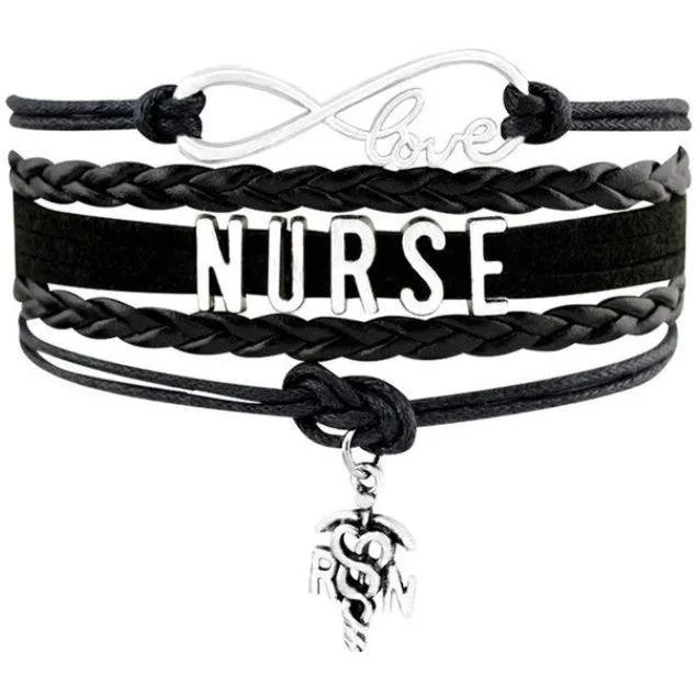 Infinity Love Nursing RN Registered Nurse Leather Wrap Bracelets