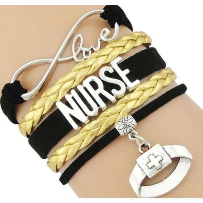 Infinity Love Nursing RN Registered Nurse Leather Wrap Bracelets
