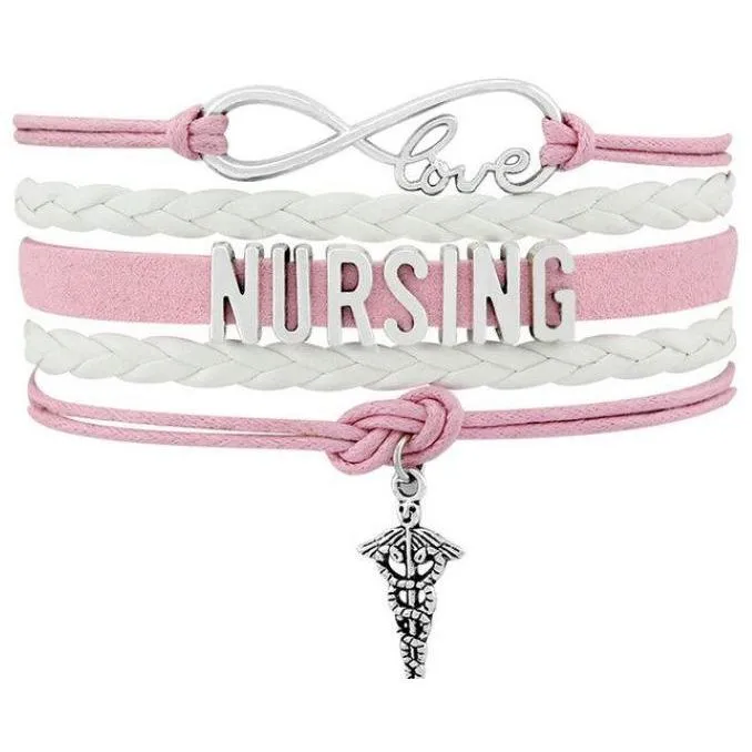Infinity Love Nursing RN Registered Nurse Leather Wrap Bracelets