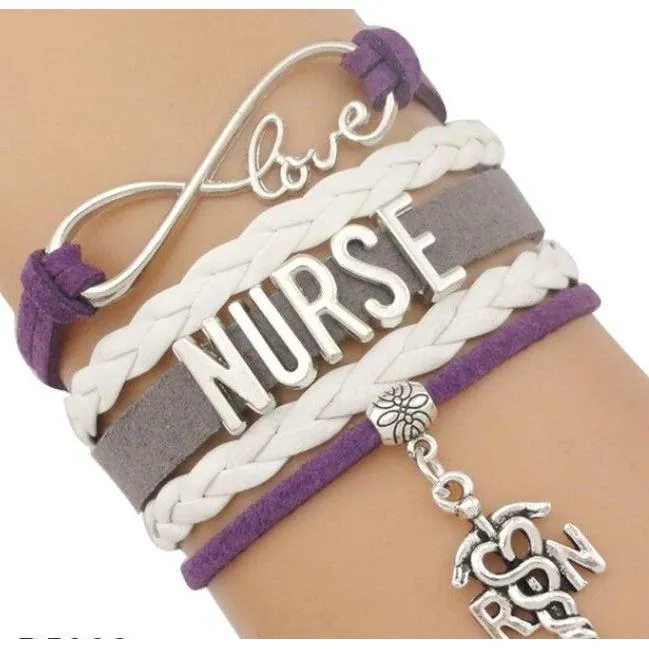 Infinity Love Nursing RN Registered Nurse Leather Wrap Bracelets