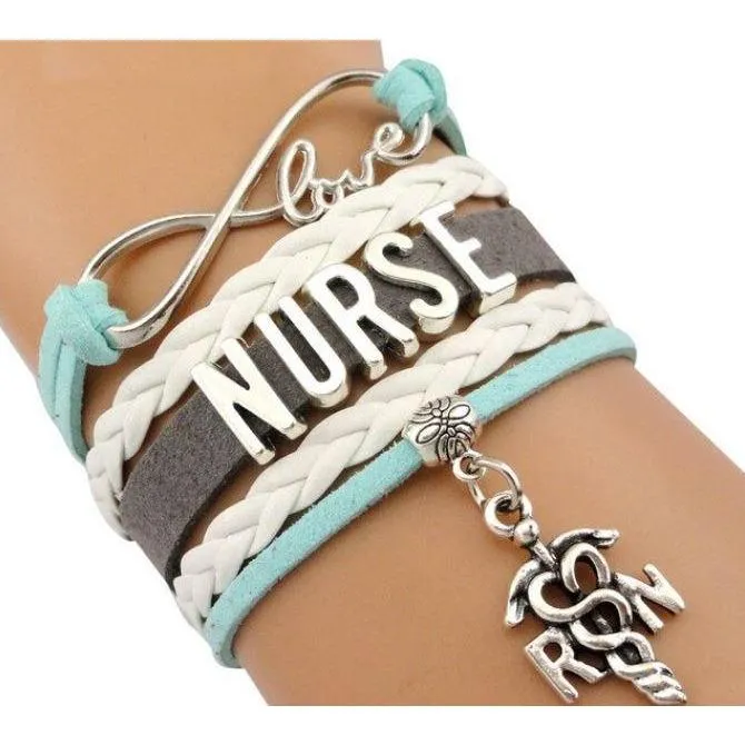 Infinity Love Nursing RN Registered Nurse Leather Wrap Bracelets