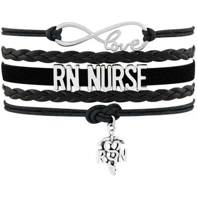 Infinity Love Nursing RN Registered Nurse Leather Wrap Bracelets