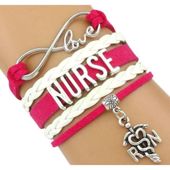 Infinity Love Nursing RN Registered Nurse Leather Wrap Bracelets