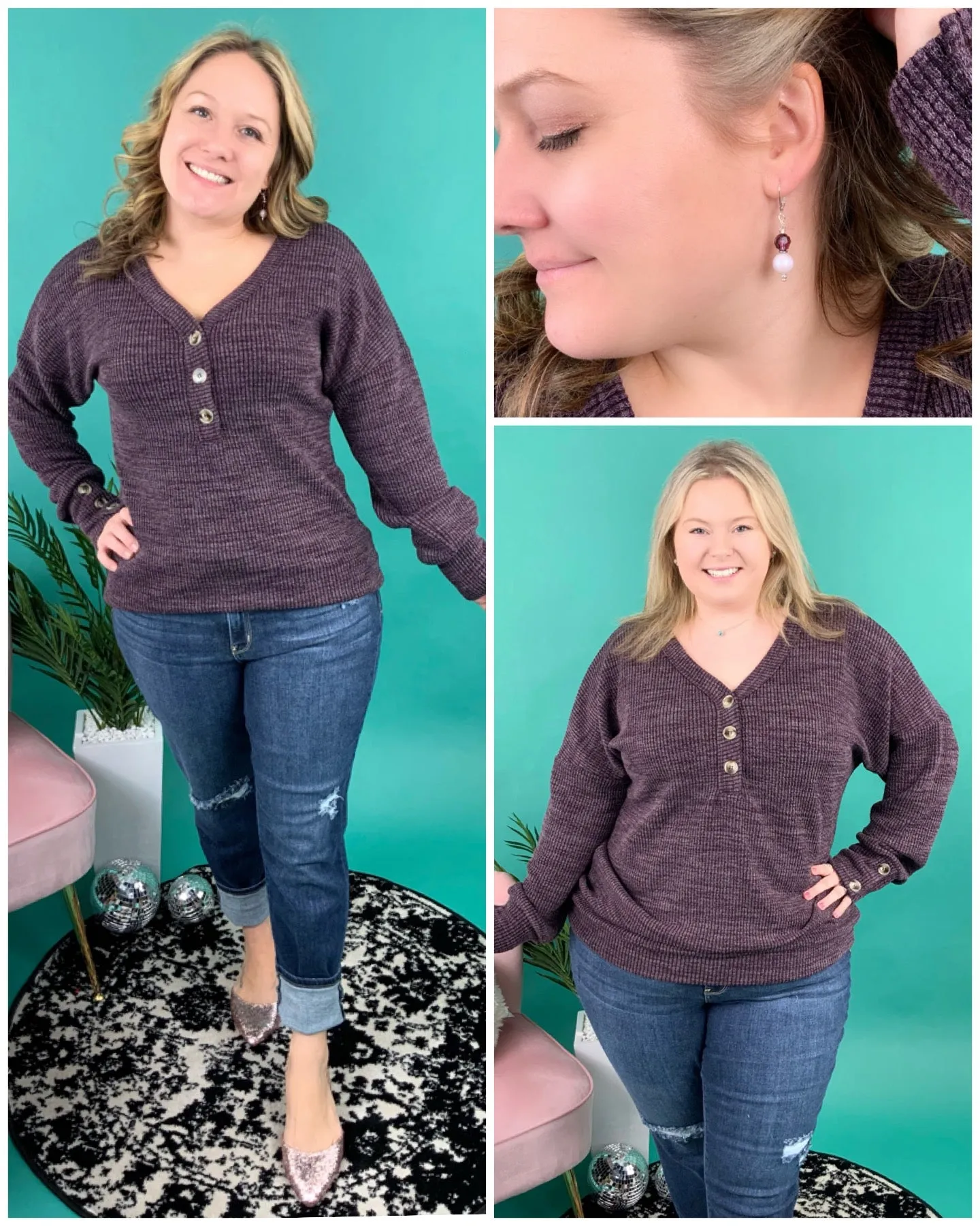 Iridescent White Plum Simple Drop Earrings