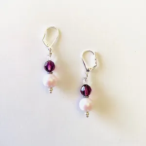 Iridescent White Plum Simple Drop Earrings