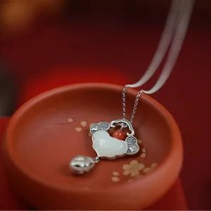 jade hollow peony tassel pendant necklace ladies accessories
