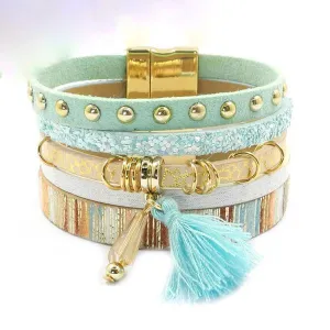 Jewellery - Bohemian Leather Multi-layer Charm Bracelet - 6 colours