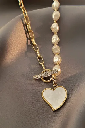 Just In Time Heart & Pearl Necklace