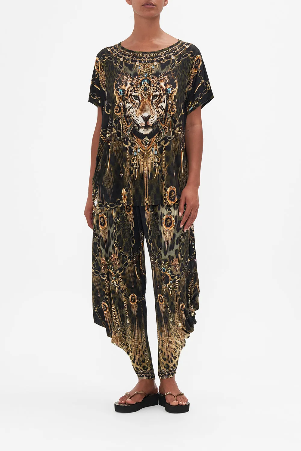 LOOSE FIT ROUND NECK TEE - ALL OVER PRINT LIONS MANE