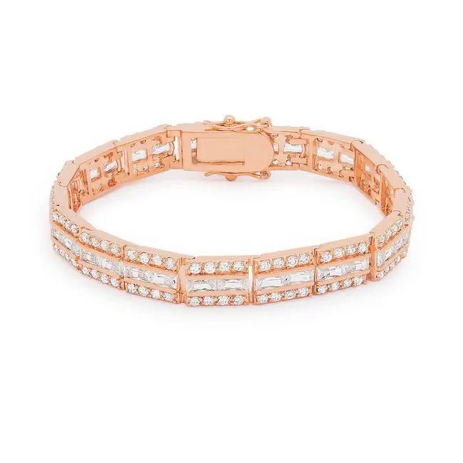 LOVCIA Rose Gold Newport Cubic Zirconia Three-Row Bracelet