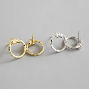 LOVCIA Simple Knot Circle 925 Sterling Silver Stud Earrings