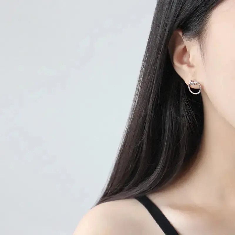 LOVCIA Simple Knot Circle 925 Sterling Silver Stud Earrings