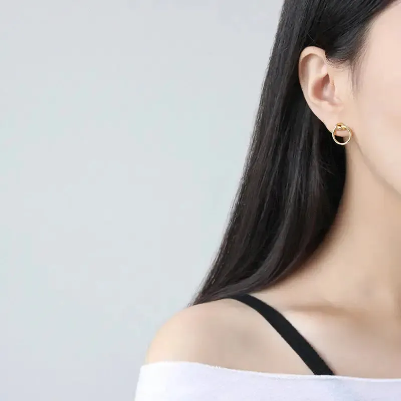 LOVCIA Simple Knot Circle 925 Sterling Silver Stud Earrings