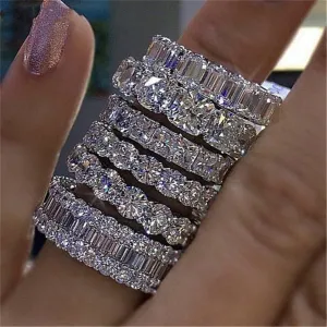luxury 925 sterling silver wedding band eternity ring for women