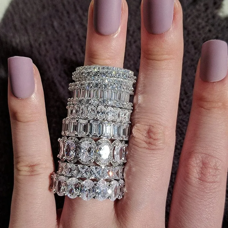 luxury 925 sterling silver wedding band eternity ring for women