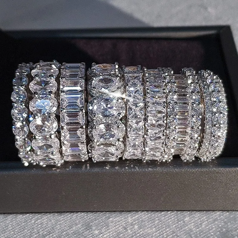 luxury 925 sterling silver wedding band eternity ring for women