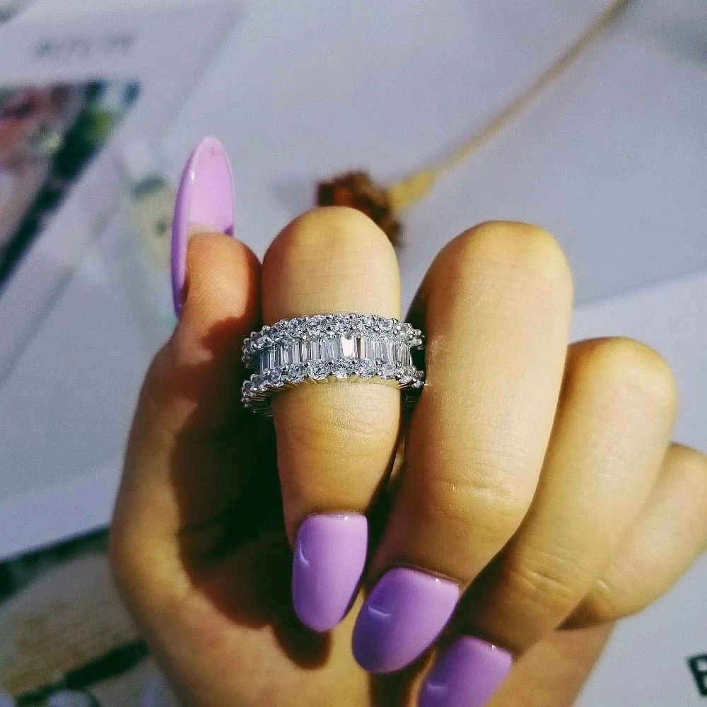 luxury 925 sterling silver wedding band eternity ring for women
