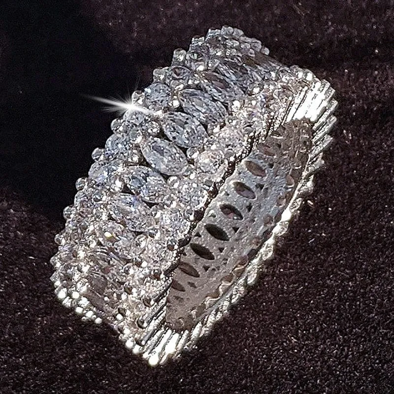 luxury 925 sterling silver wedding band eternity ring for women