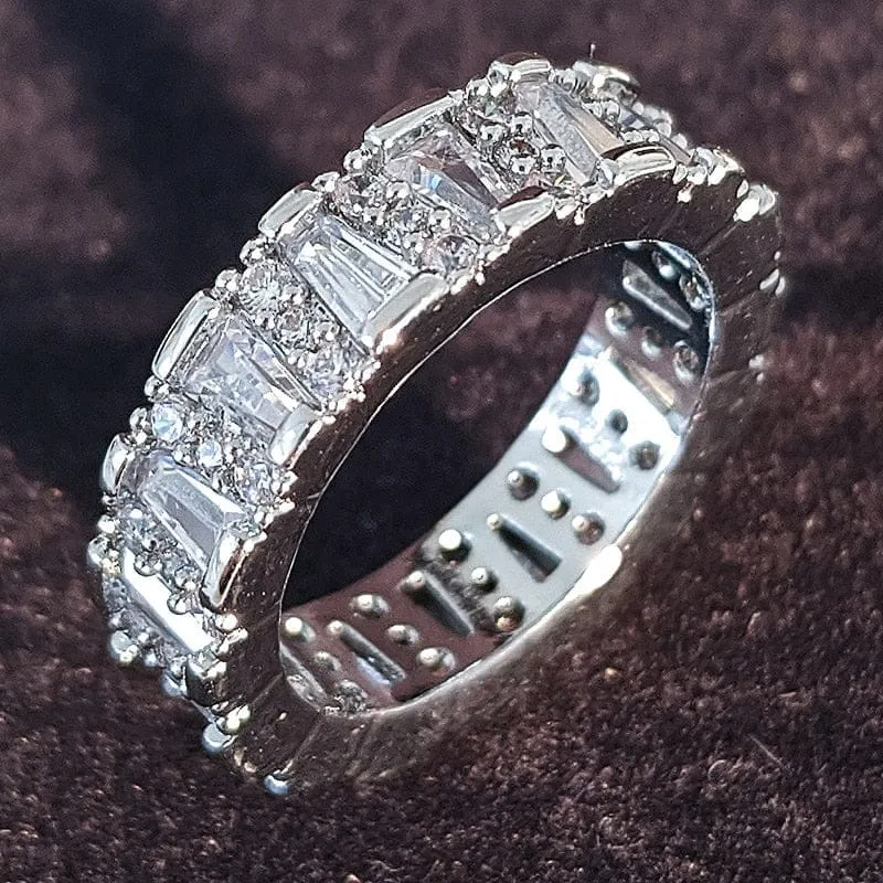 luxury 925 sterling silver wedding band eternity ring for women