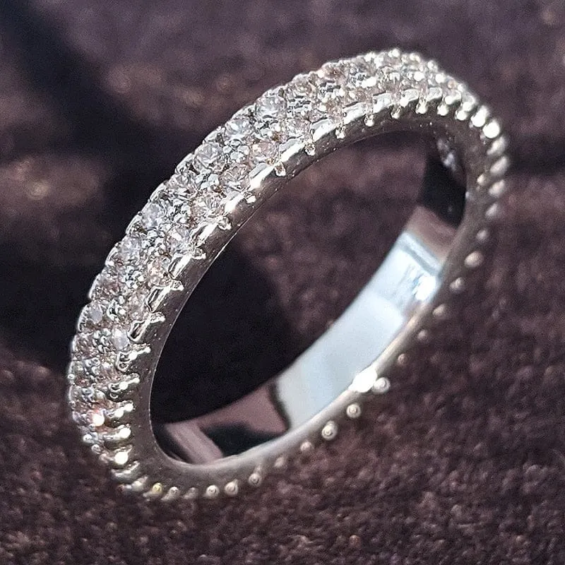 luxury 925 sterling silver wedding band eternity ring for women