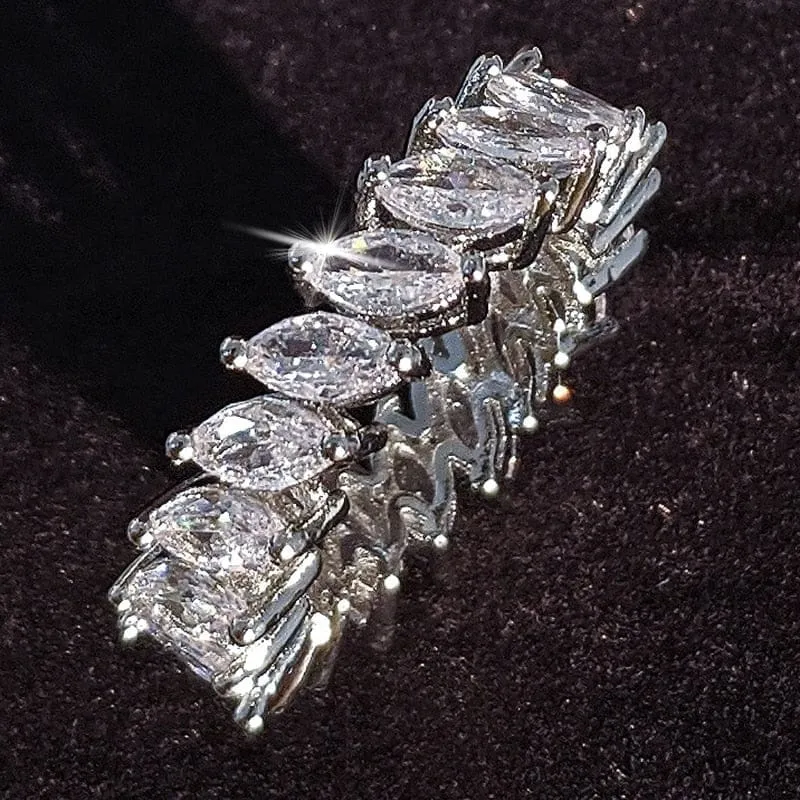 luxury 925 sterling silver wedding band eternity ring for women