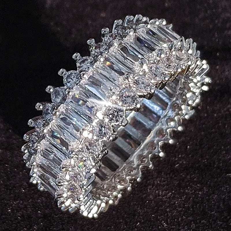 luxury 925 sterling silver wedding band eternity ring for women