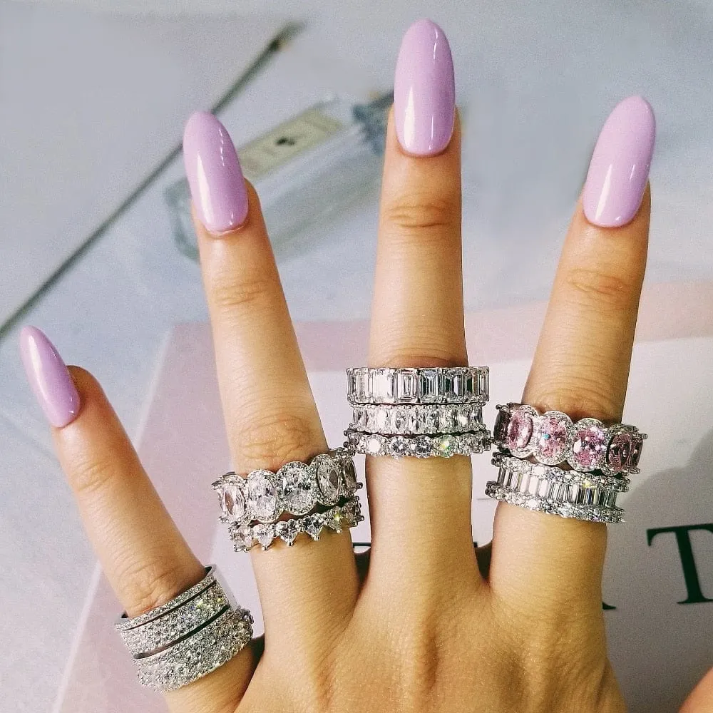 luxury 925 sterling silver wedding band eternity ring for women