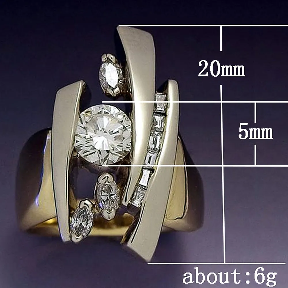 Luxury Gold Color Geometric Shape Women Rings