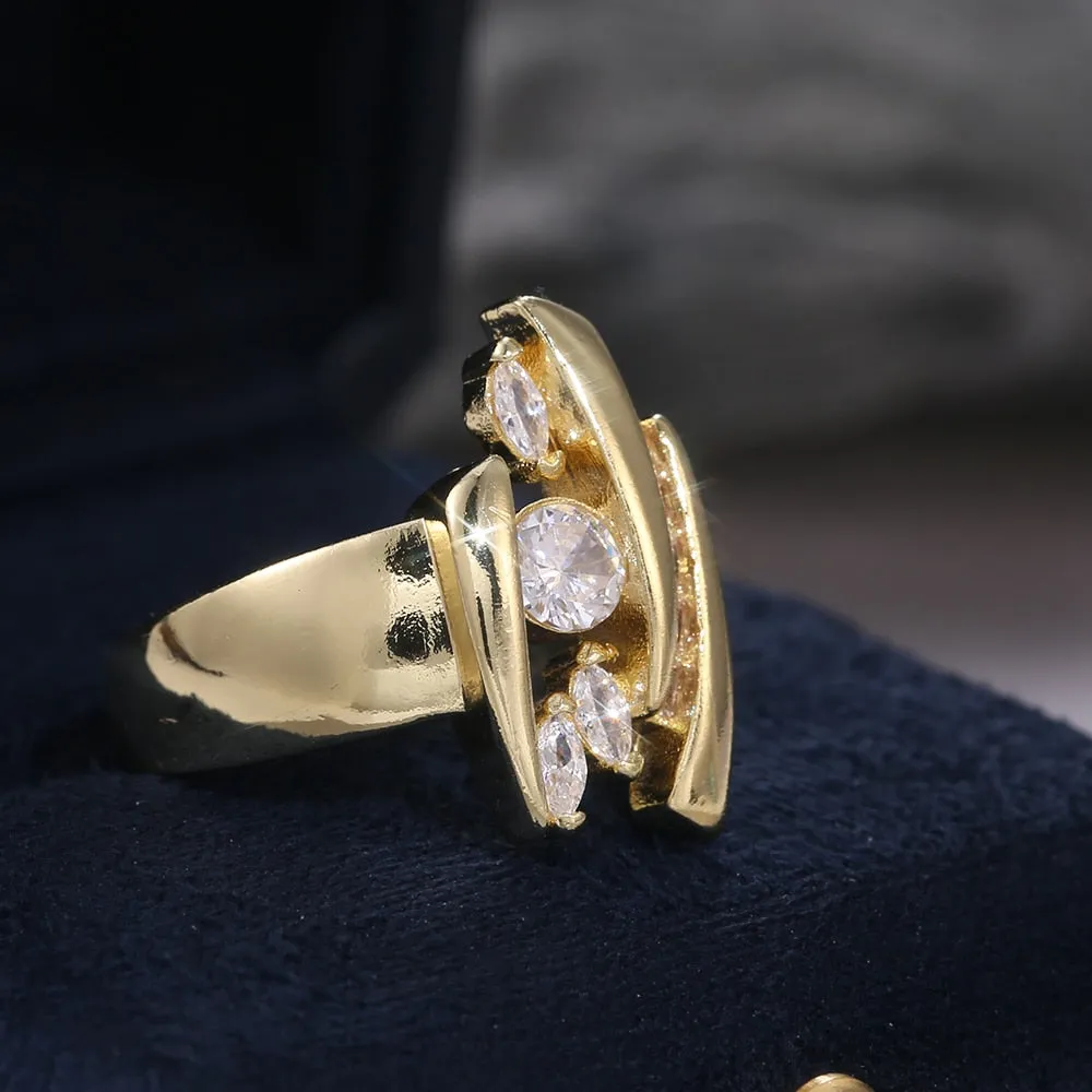 Luxury Gold Color Geometric Shape Women Rings