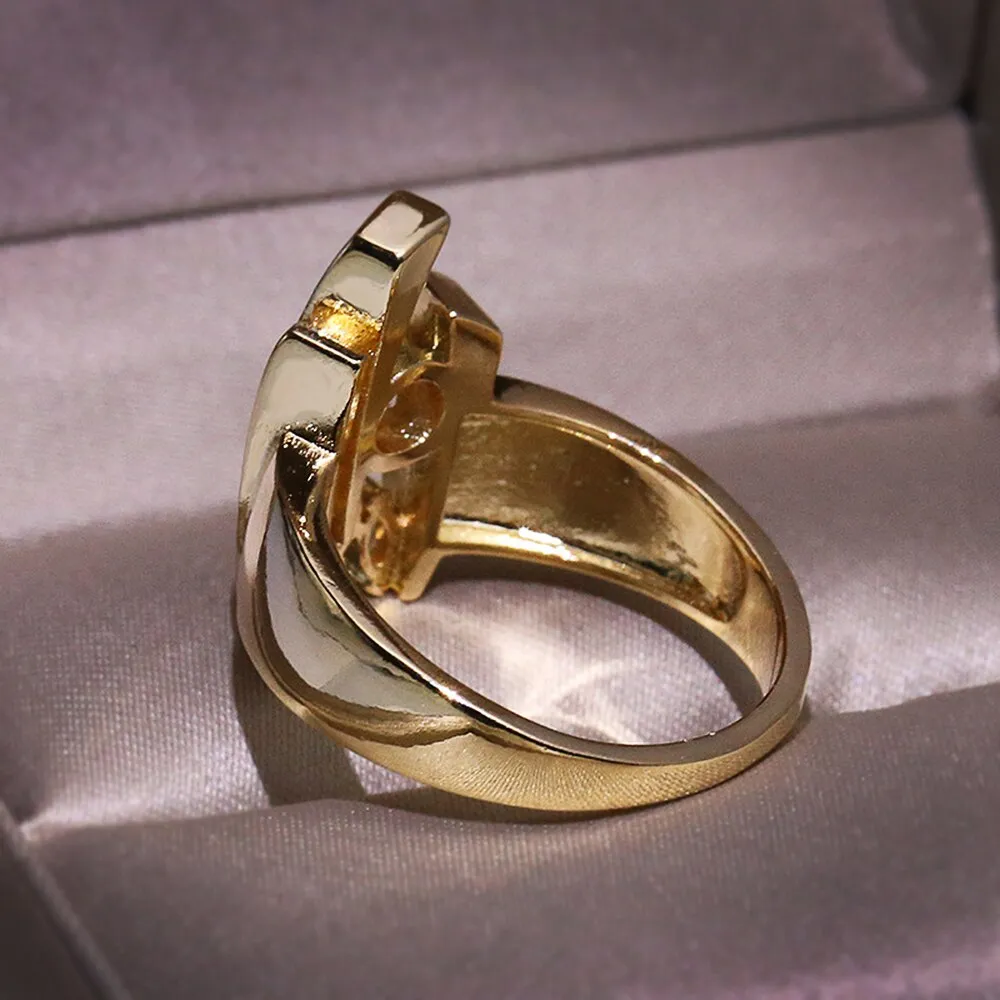 Luxury Gold Color Geometric Shape Women Rings