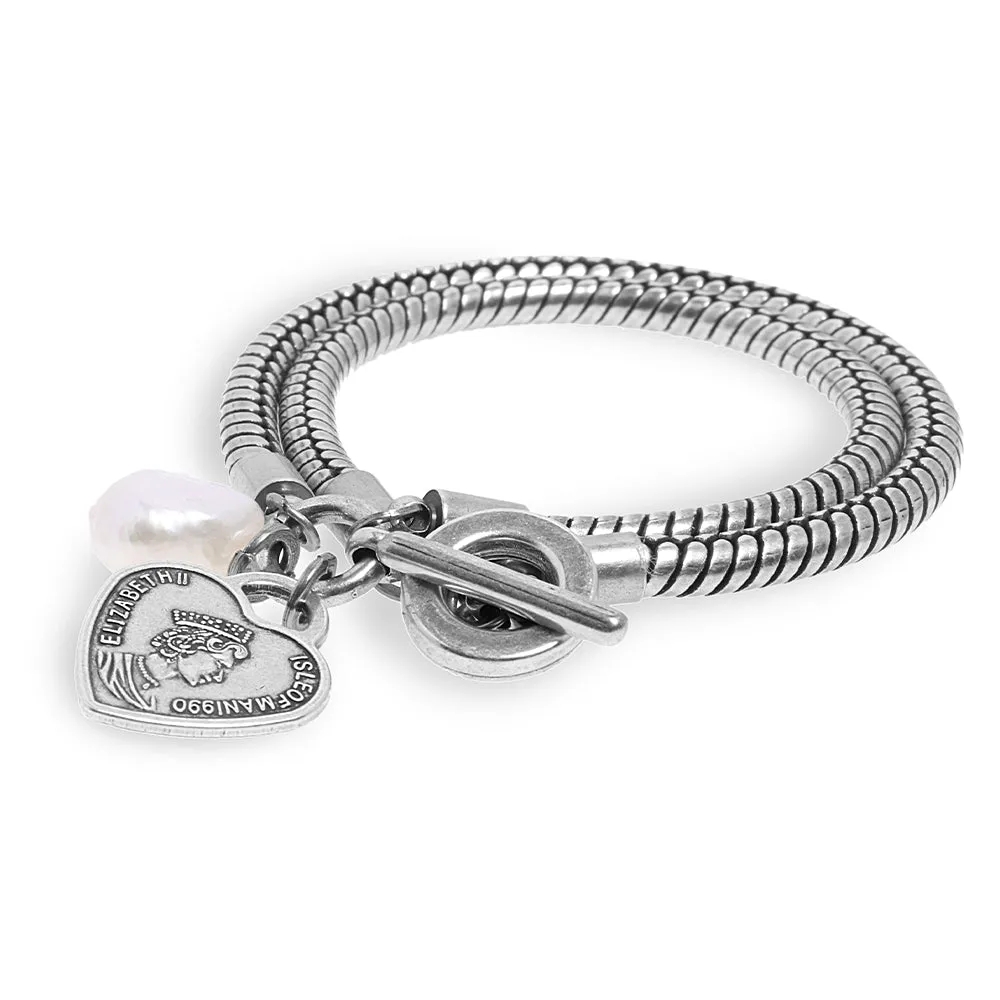 Madonna Bracelet - Heart & Pearl Silver