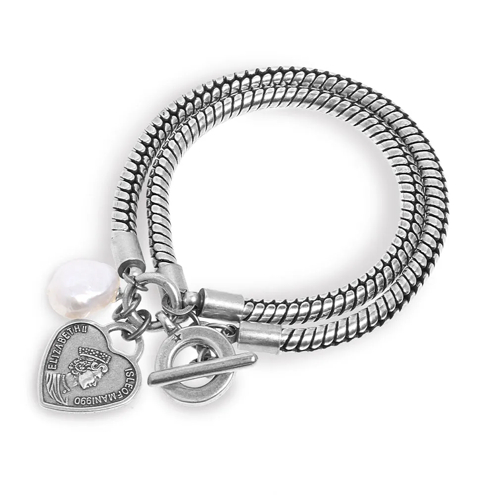 Madonna Bracelet - Heart & Pearl Silver