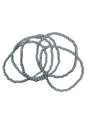 Matte Silver Beaded Bracelet Set
