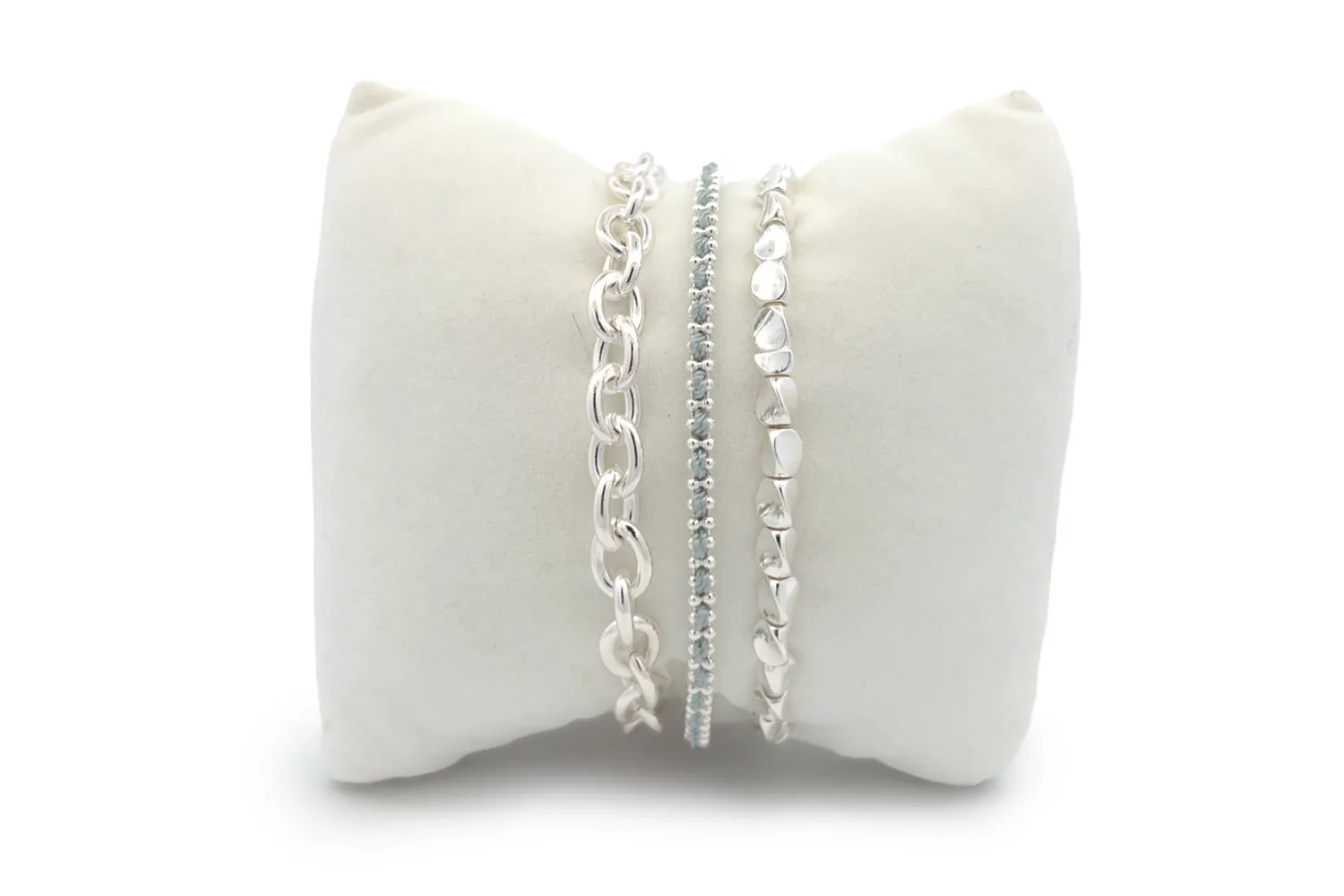 Maui Silver Beaded Stacking Bracelet