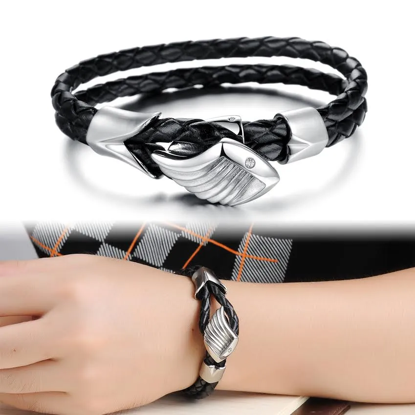Men's Angels Wing Silver Plated Bracelet